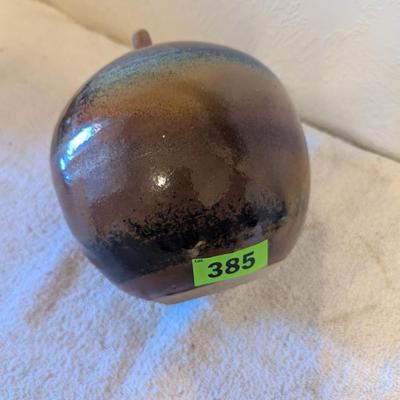 Signed pottery vase- browns and greens