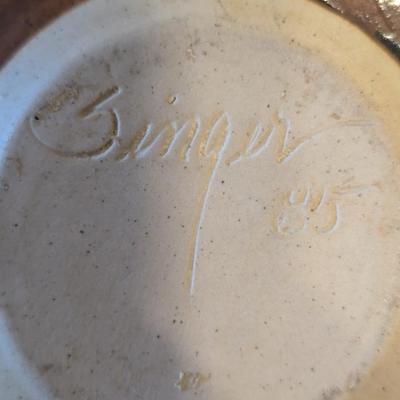 Signed pottery vase- browns and greens