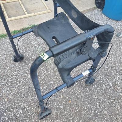Walker with seat, wheels and brakes