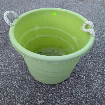 Green Large utility bucket or feed bucket with rope handles