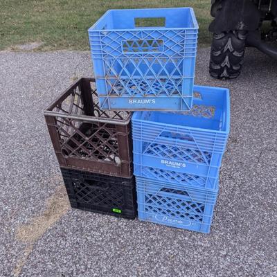 5 Plastic milk crates