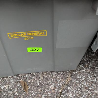 plastic totes with folding lids- 5 totes