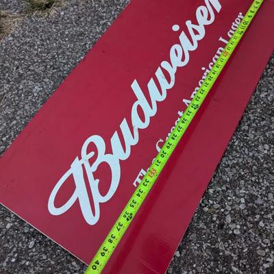 Plastic Budweiser Beer sign 20" x 40"
