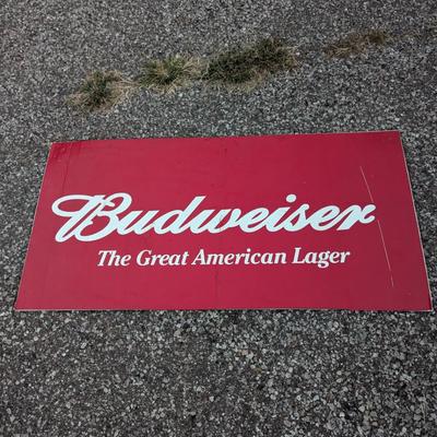 Plastic Budweiser Beer sign 20" x 40"
