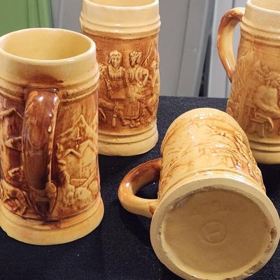 Sale Photo Thumbnail #201: Antique Vintage 1920s Hull Pottery Alpine Utility Ware Yelloware Six Steins total

Receive all items pictured as is and are in mint condition
