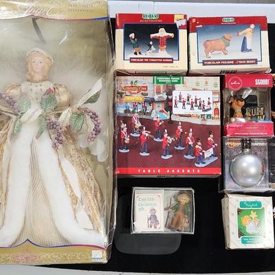 Sale Photo Thumbnail #277: Vintage Angel Treetopper 16" Porcelain Hand Crafted in Original Box  & other Christmas items

Will receive everything pictured as is