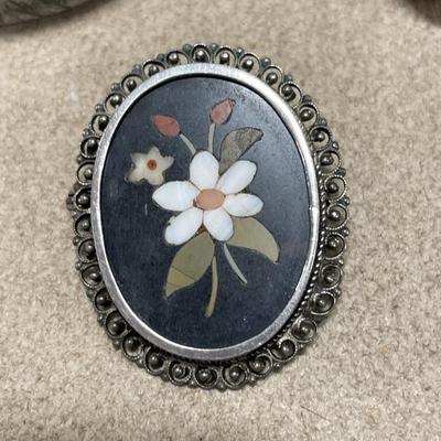 Silver tone trinket holders and brooch
