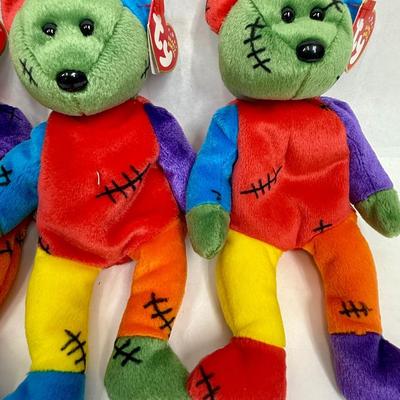 Lot of (4) Beanie Babies FRANKENTEDDY 2001 Halloween Special Beanie Baby