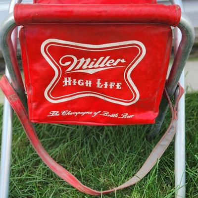 Sale Photo Thumbnail #83: Rare Vintage Miller High Life Beer Cooler Camp/Fishing/Beach Folding Seat 1960s

Will receive item as is.