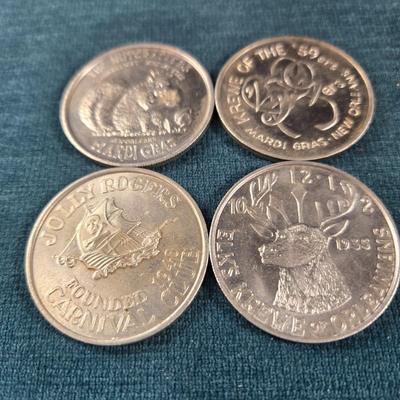Sale Photo Thumbnail #49: This auction lot is for a Quad of 1969 Mardi Gras Tokens/Doubloons.  These are 4 large Mardi Gras Tokens in very good condition from 1969,  Aluminum doubloons were thrown from floats to the crowd and are considerate collectible by many. They are about 1.5