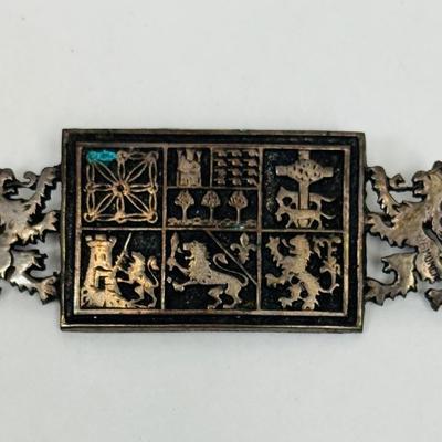 Vintage Brooch Pin with Heraldic Symbols