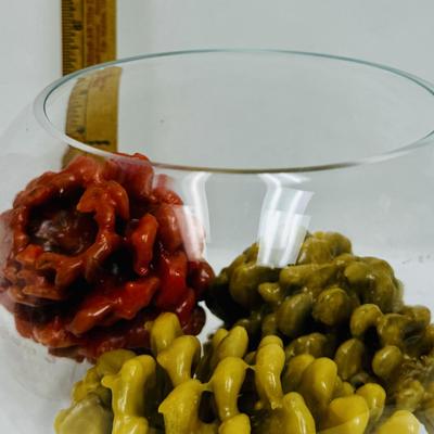 Clear Glass Terrarium or Fish Bowl with Wax Pincones