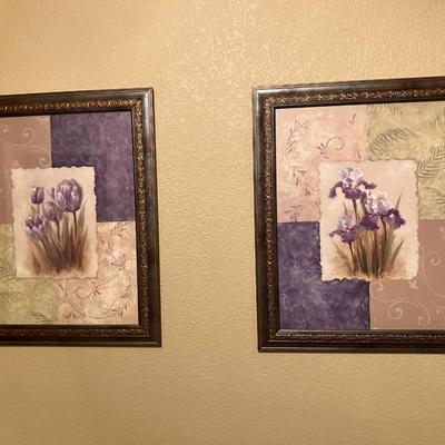 Purple floral picture set