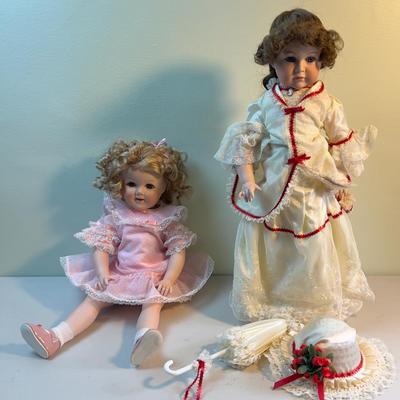 (2) 24" Porcelain Dolls; Shirley and Victorian 