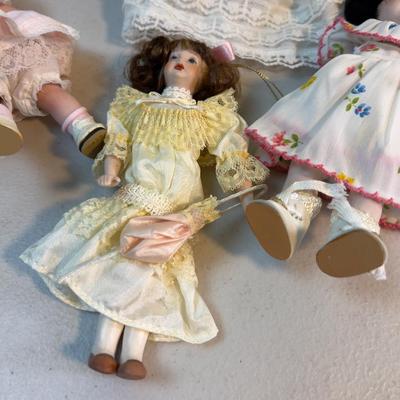 (5) Small 6 to 8" Porcelain Doll Lot 