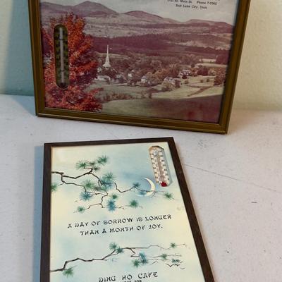 Ding Ho Café & Krause Heating Service (2) Thermometers ADVERTISING Collectible 