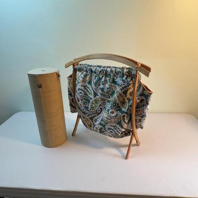 Knit away, MCM Bag and Needles. 