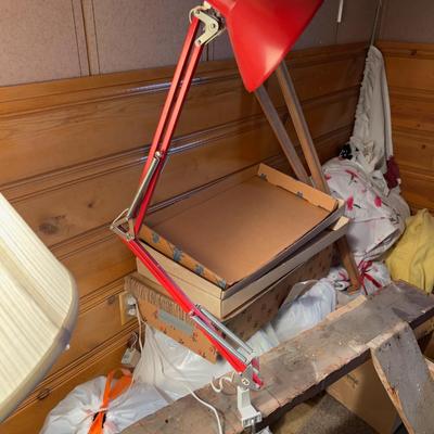 Red Reticulating Desk Lamp