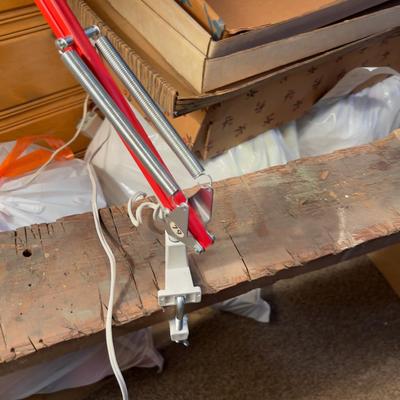 Red Reticulating Desk Lamp