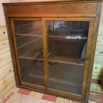 Pine Glass Door Cabinet 