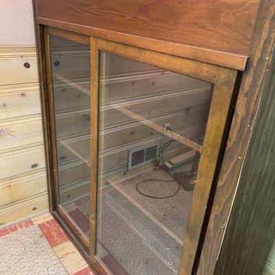 Pine Glass Door Cabinet 