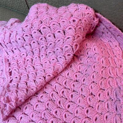 Pink Afghan Throw Crochet 