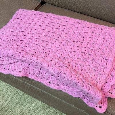 Pink Afghan Throw Crochet 