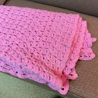 Pink Afghan Throw Crochet 