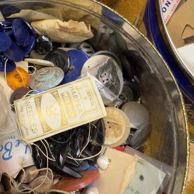 3 Tins of Buttons, Buttons, Buttons. Who's Got the Button?