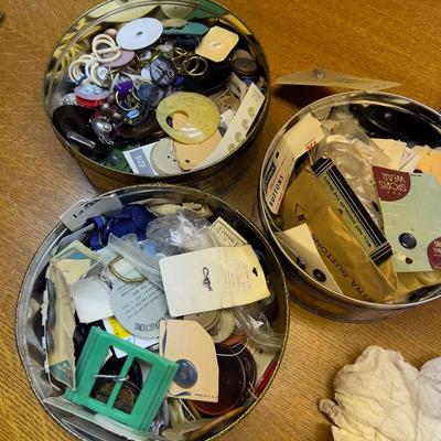3 Tins of Buttons, Buttons, Buttons. Who's Got the Button?