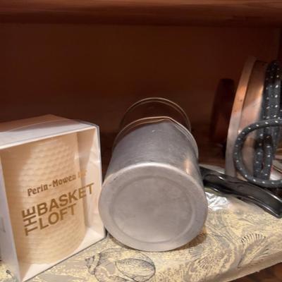 Shelf Of Misc. Collectible, Pottery, Iron, Glass Etc. 