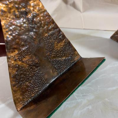 Vintage Hammered Copper Set of Book Ends. 