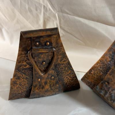 Vintage Hammered Copper Set of Book Ends. 