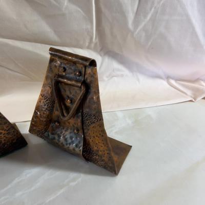 Vintage Hammered Copper Set of Book Ends. 