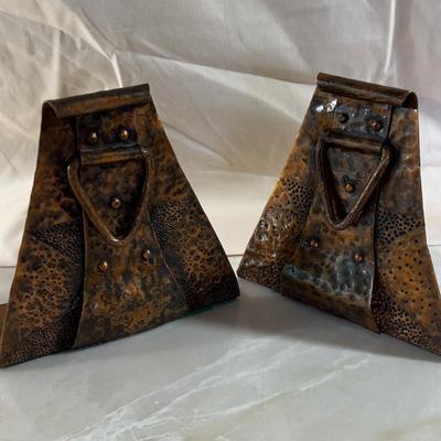 Vintage Hammered Copper Set of Book Ends. 