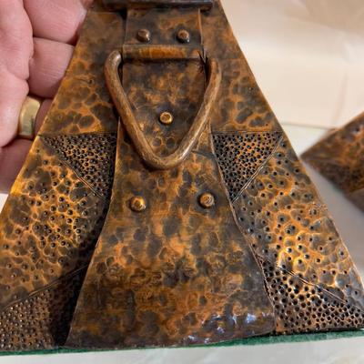 Vintage Hammered Copper Set of Book Ends. 