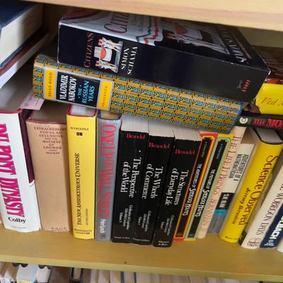 (2) Full Shelves of History, Science, Information 