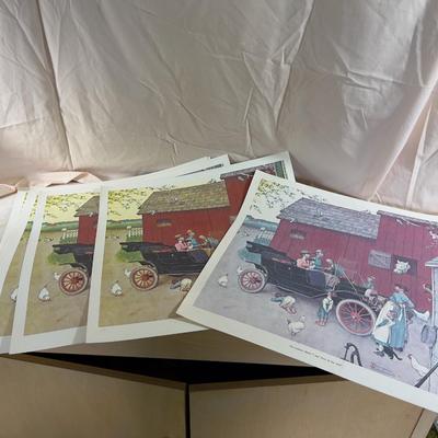 (6) Norman Rockwell Poster Model T Boss of the Road 