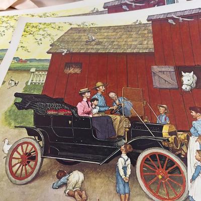 (6) Norman Rockwell Poster Model T Boss of the Road 