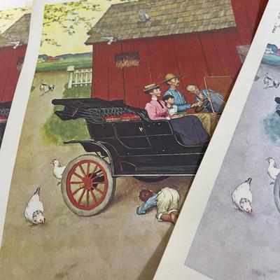 (6) Norman Rockwell Poster Model T Boss of the Road 