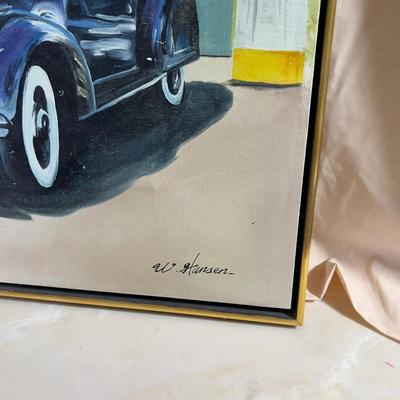 GROOVY Original Oil Painting by W. Hansen OLD CAR