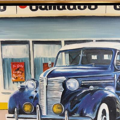 GROOVY Original Oil Painting by W. Hansen OLD CAR