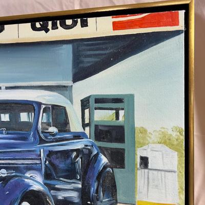GROOVY Original Oil Painting by W. Hansen OLD CAR