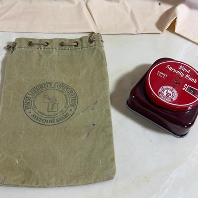 First Security Piggy Bank and Bank Bag