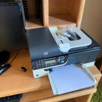 Computer Desk with Monitor, Keyboard and Printer