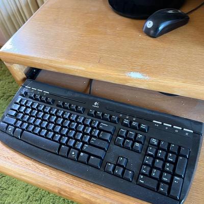 Computer Desk with Monitor, Keyboard and Printer