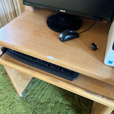 Computer Desk with Monitor, Keyboard and Printer