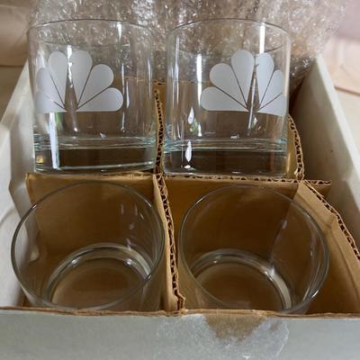 (4) NBC Etched Logo Whiskey Sour Glasses