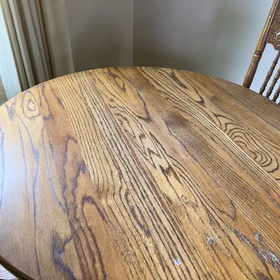 Round Oak Table Plus 3 Press Pack Oak Chairs 