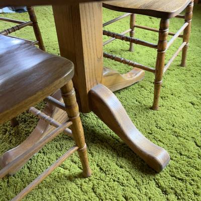 Round Oak Table Plus 3 Press Pack Oak Chairs 